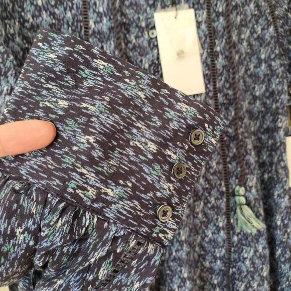 JOIE Dracha Printed Blue Long Sleeve Cotton Blouse Size Small - Picture 12 of 16